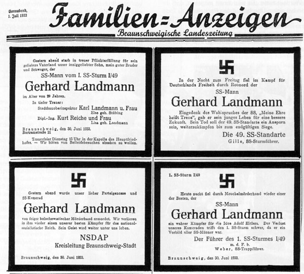 Q: Braunschweigische Landeszeitung vom 1. Juli 1933. Aus Bein, Zeitzeichen, S. 71.