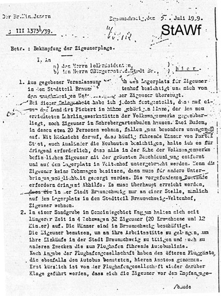 Q: Niedersächsisches Staatsarchiv Wolfenbüttel 12 Neu 13 Nr. 15641 (Akte Zigeunerunwesen)